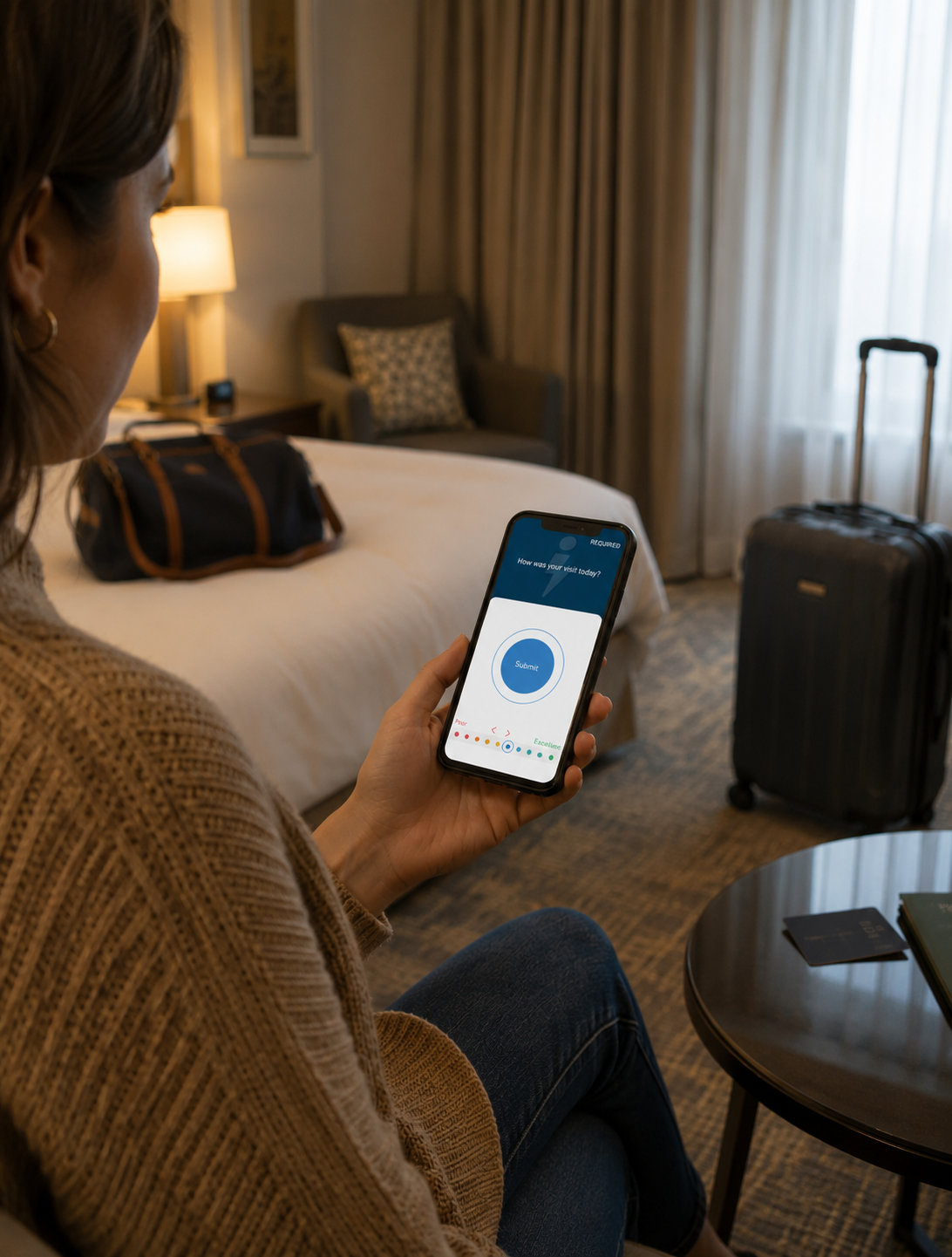 Hotel guest on their phone